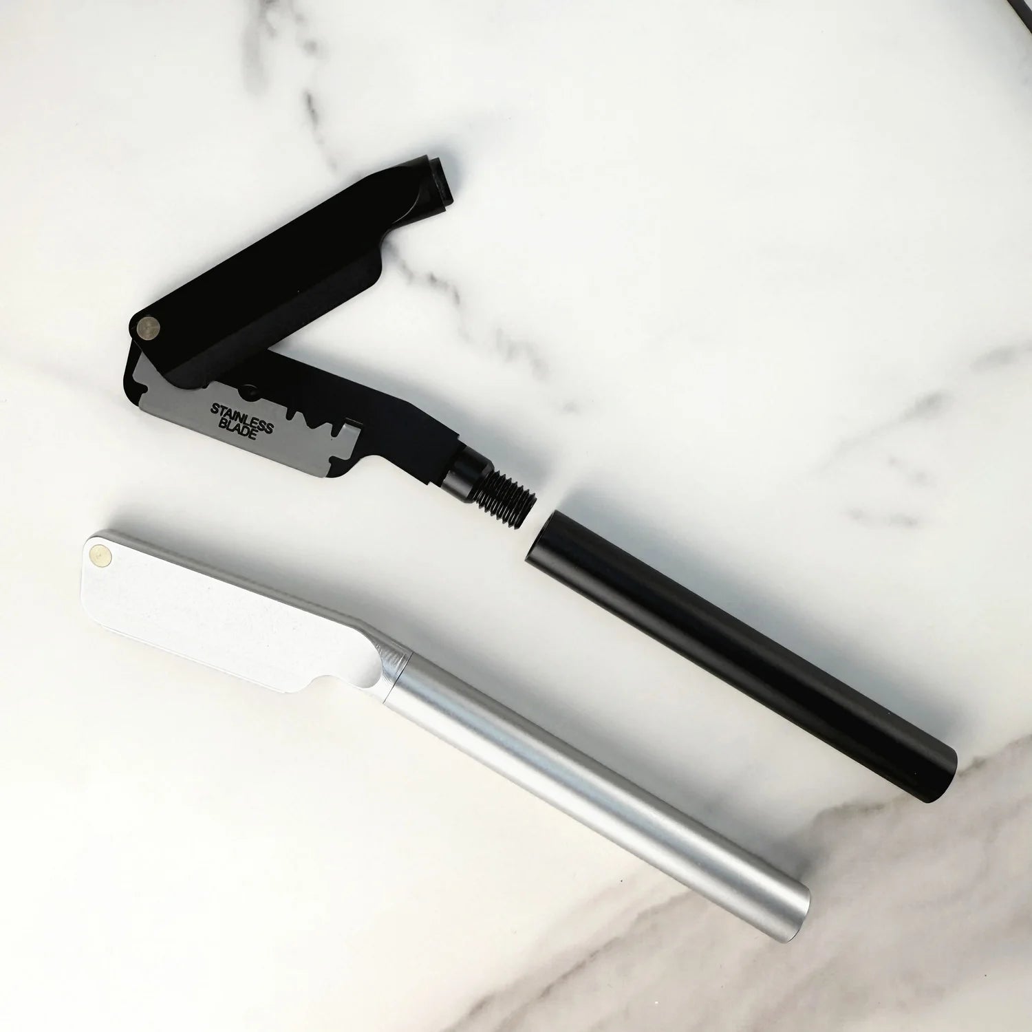 KAMPFE Vintage Straight Razor  Aluminum CNC Machined, Safe & Replaceable Blades for Beard Styling & Grooming