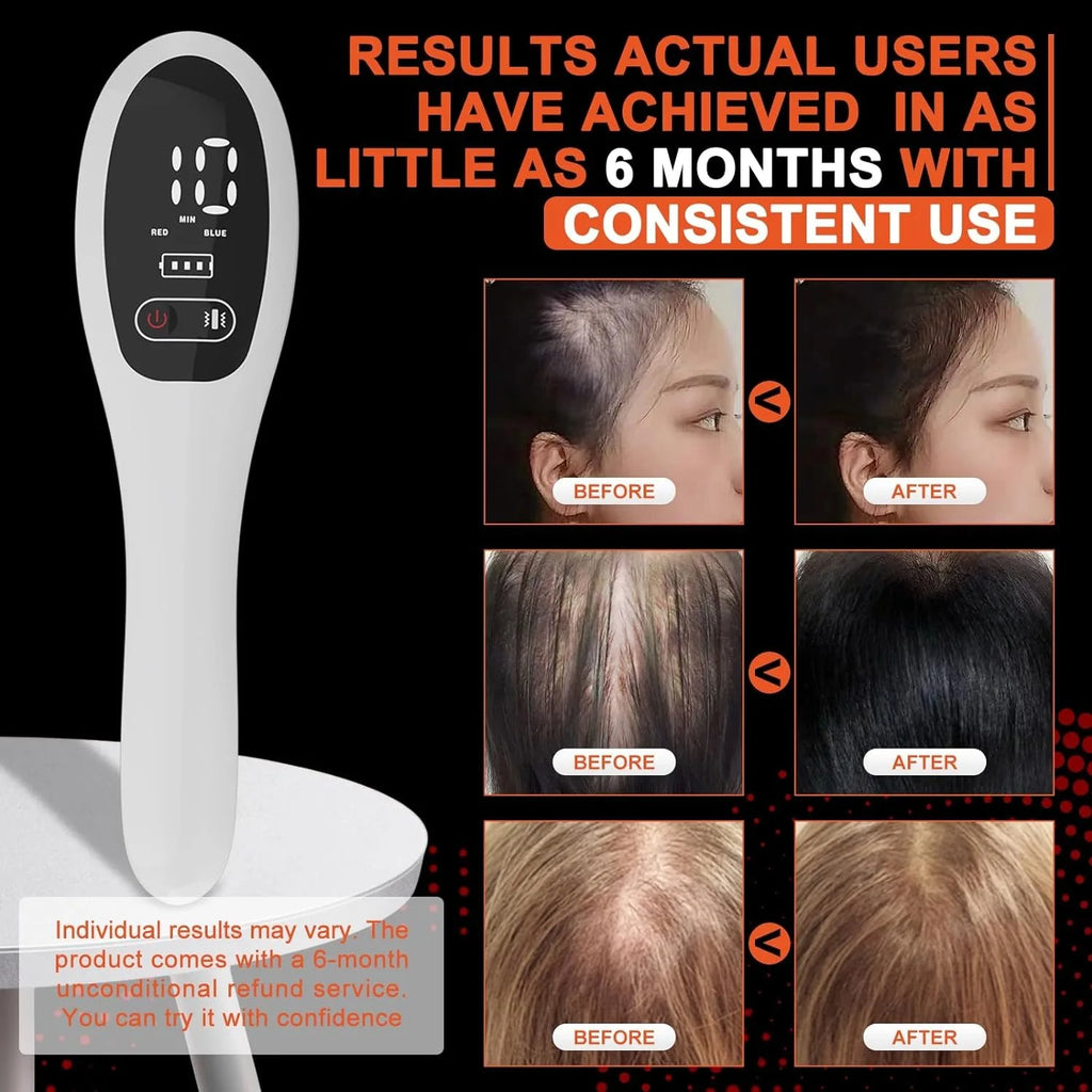 Electric Laser Hair Growth Comb Anti Hair Loss Therapy Comb Infrared 650nm 470nm LED Red Light Vibration Massage Hair Care Brush